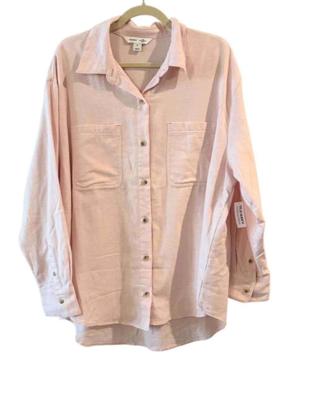 Old Navy NWT Boyfriend Shirt Light Pink Button Down Top Relaxed Fit Size  XL